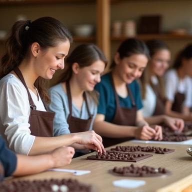 Menschen bei einem Schokoladen-Workshop